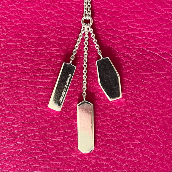 Tiffany & Co. Silver 1837 Elements 3 Bar Lariat Drop Dangle Pendant Necklace - Picture 3 of 9